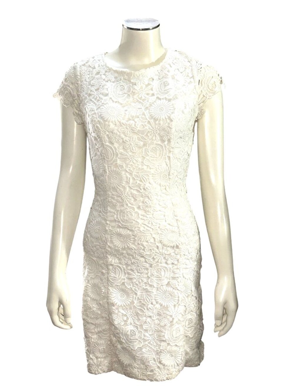Lulus S White Lace Open Back Fitted Mini Dress Floral Bridal Bachelorette Chic - Picture 2 of 9